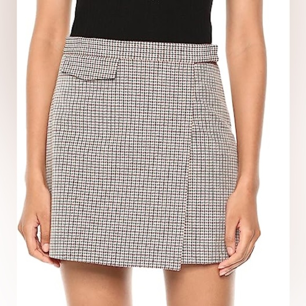Theory Snap-Front Mini Skirt in Fremont Plaid